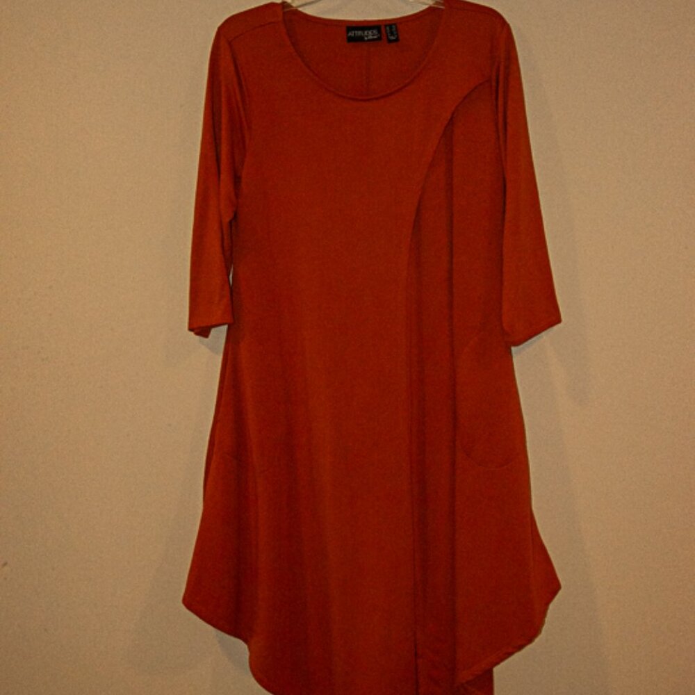 Atitudes by Rene 2 pc Wrap Dress with Matching Pants, Burnt Orange size  MP